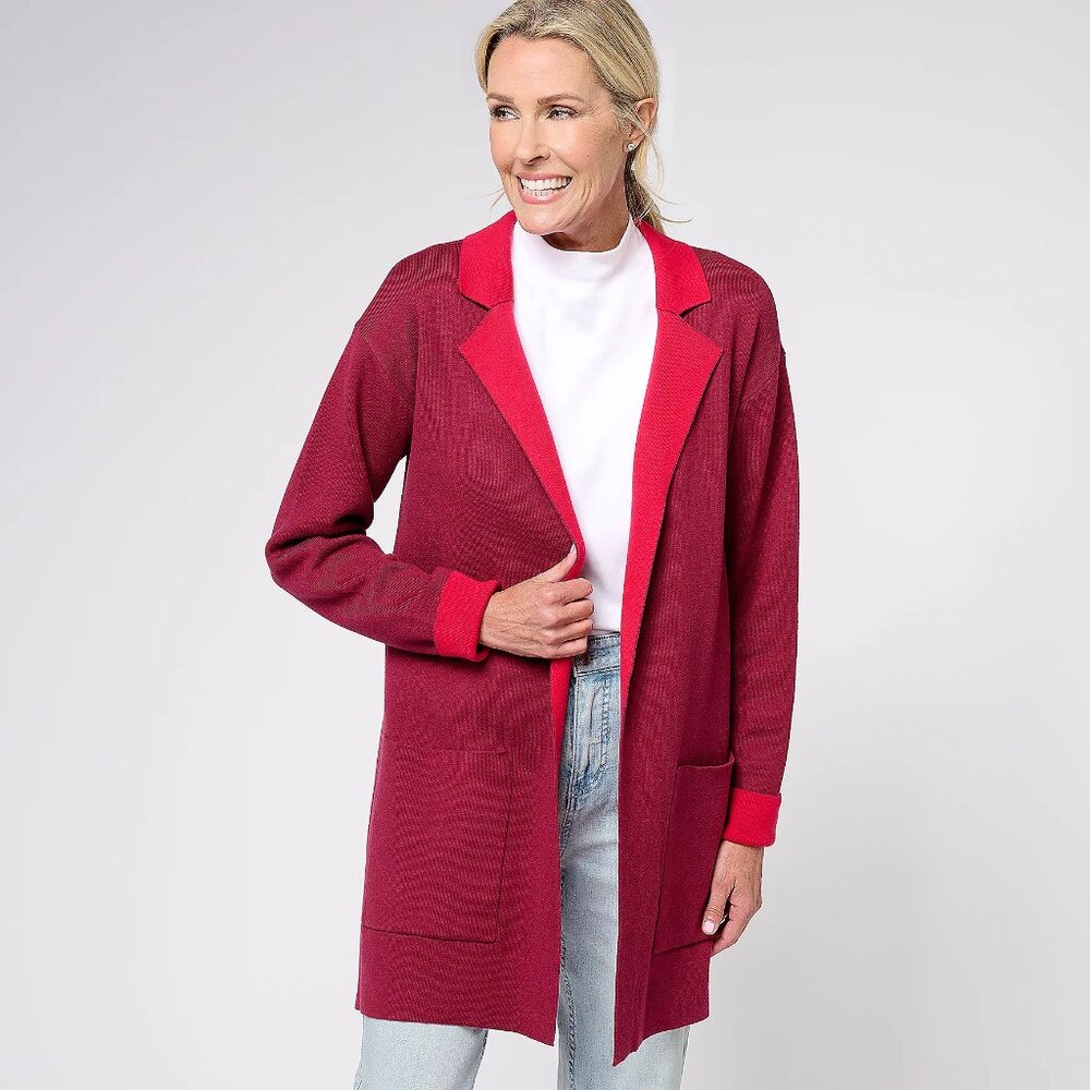 Isaac Mizrahi 2 tone double knit sweater cardigan size 2X ... NEW